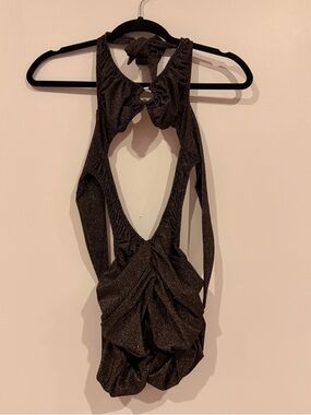 Shimmer Black Halter One-Piece Dress for Dancer